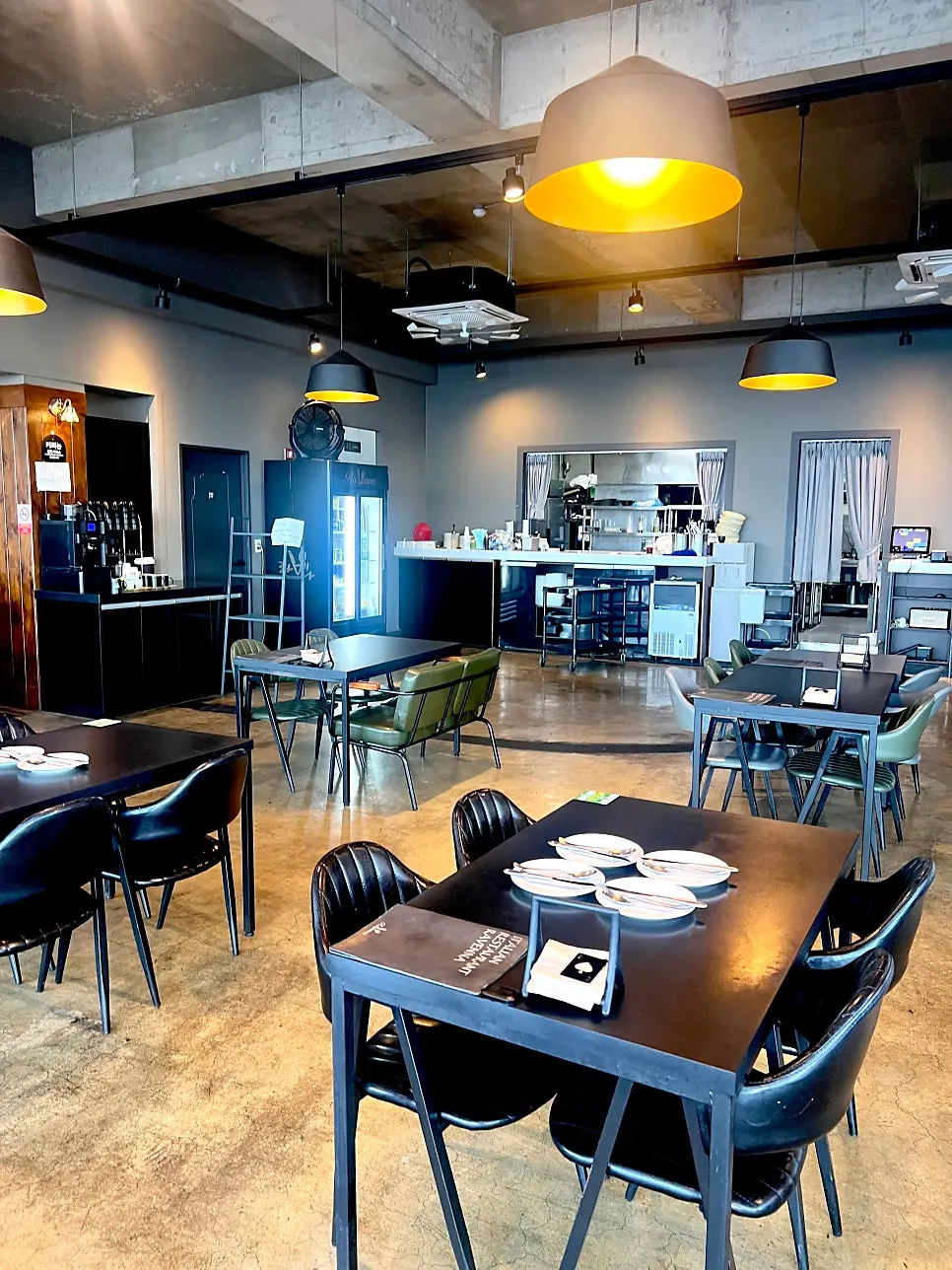 Ravenna's dining hall with black modern-chic interior