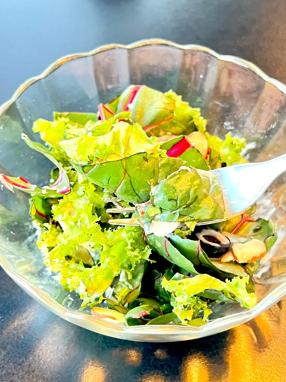 Complimentary salad served with the main dish