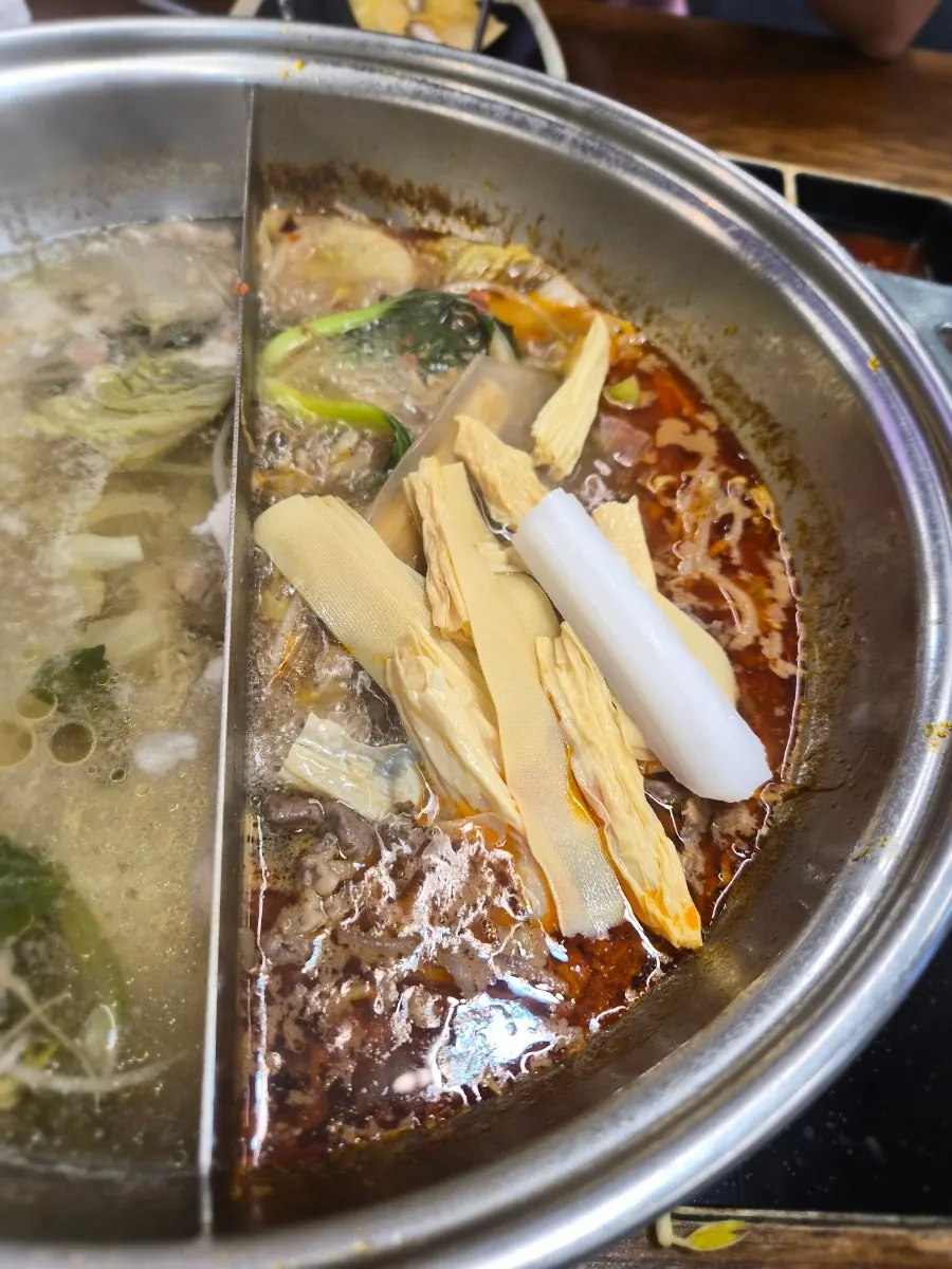 Wood ear mushrooms and dried tofu for the mala broth