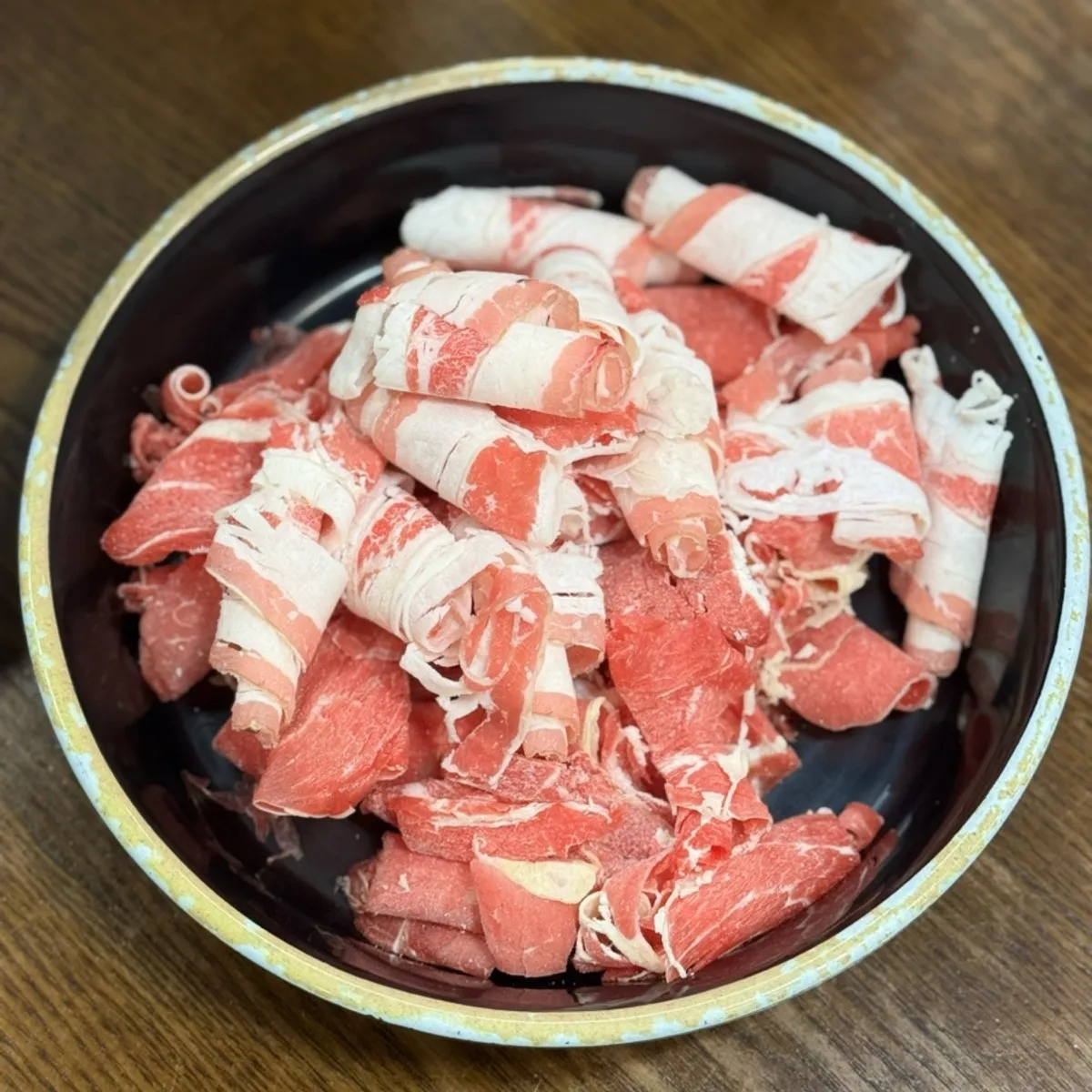 Self-picked shabu-shabu vegetables, pork neck and beef belly