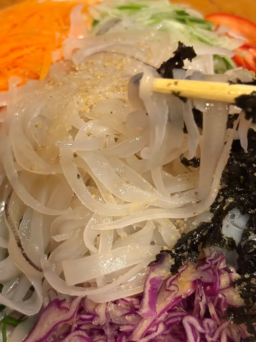 Squid sashimi mixed with chogochujang like hoe-muchim