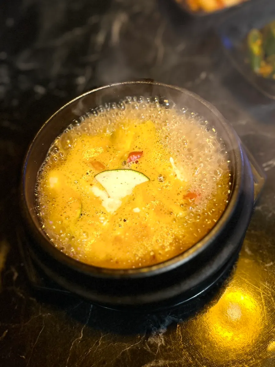 Rice and doenjang jjigae included with the set