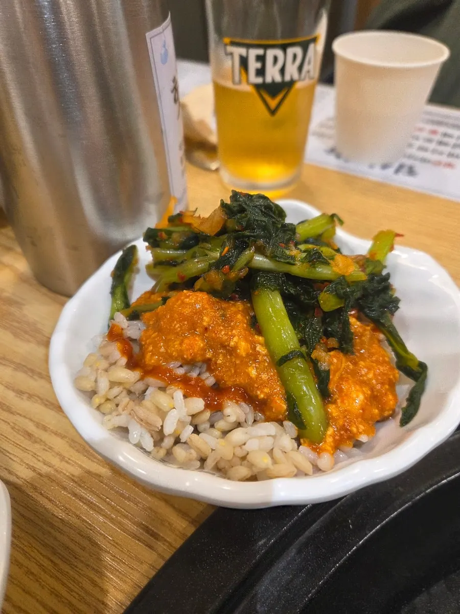 Barley rice with side dishes