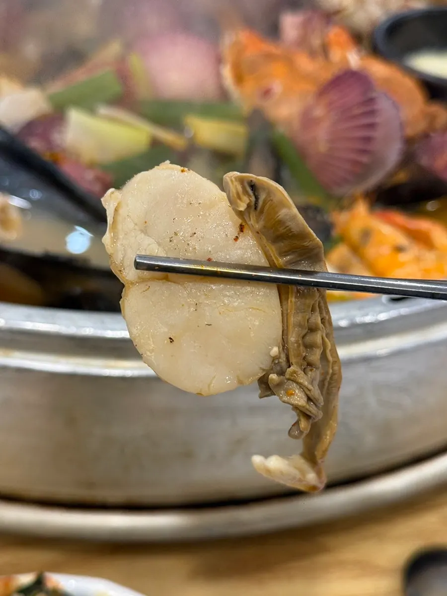 Giant clam hot pot with spicy broth