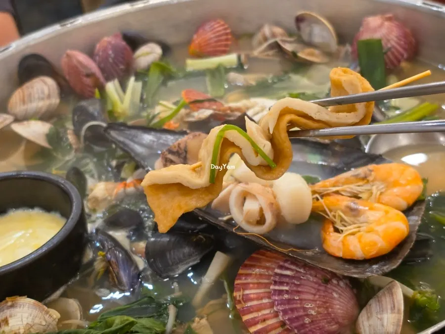 Fish cake simmered thoroughly in the hot pot