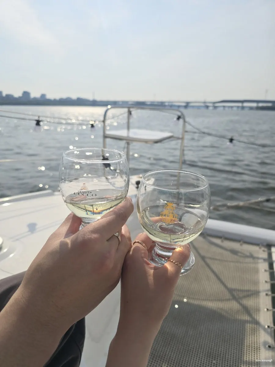 Daytime yacht tour with wind and shimmering water