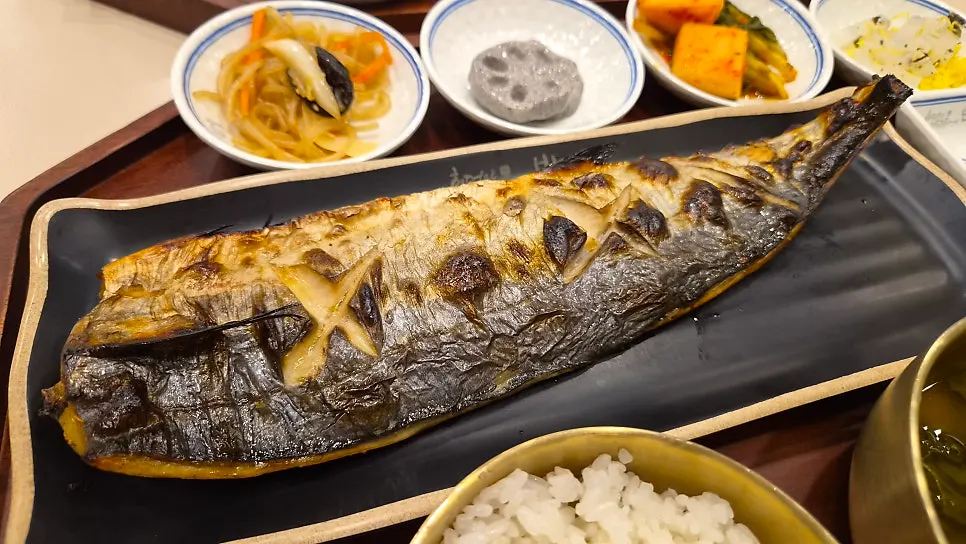 Finished grilled fish set after the meal