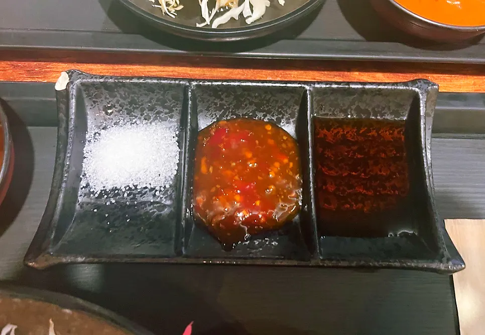 Gyukatsu served with sauces