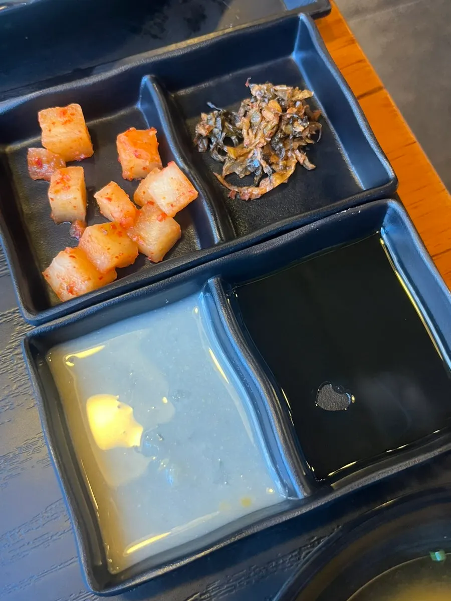 Gyukatsu dipped in soy sauce