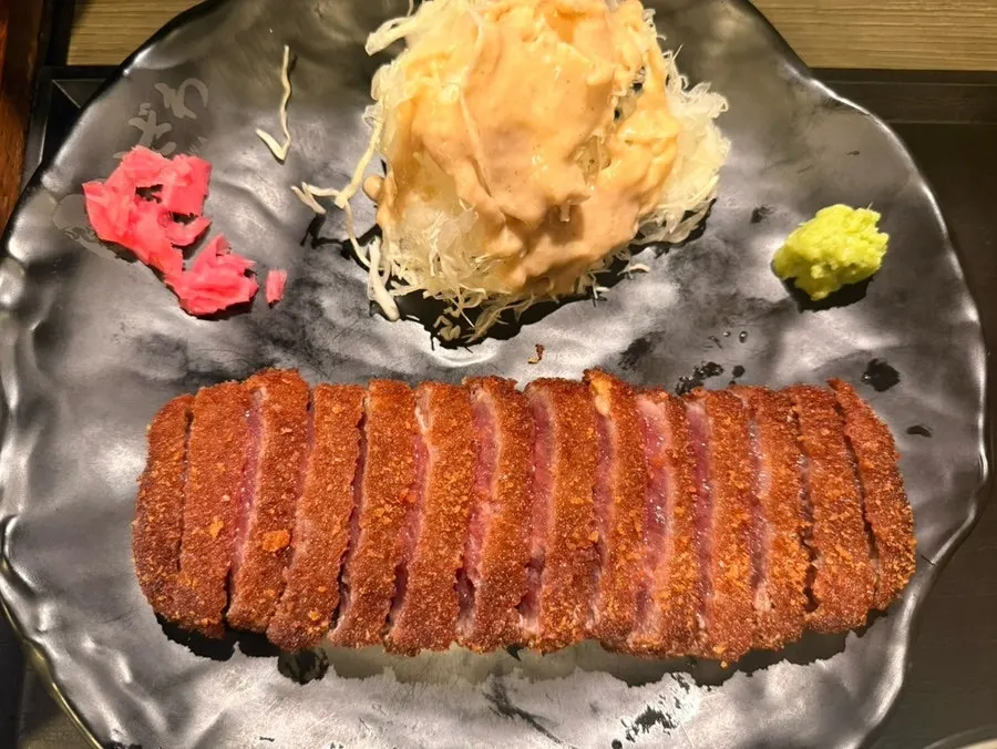 Close-up of Izawa's sirloin gyukatsu