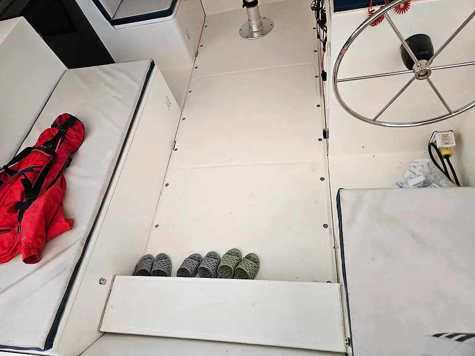 Seating on the white-themed yacht
