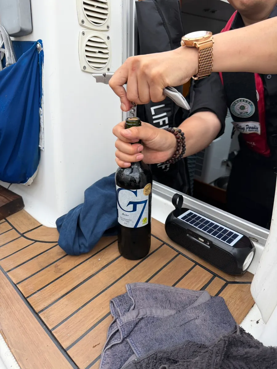 Wine and snacks provided on the yacht