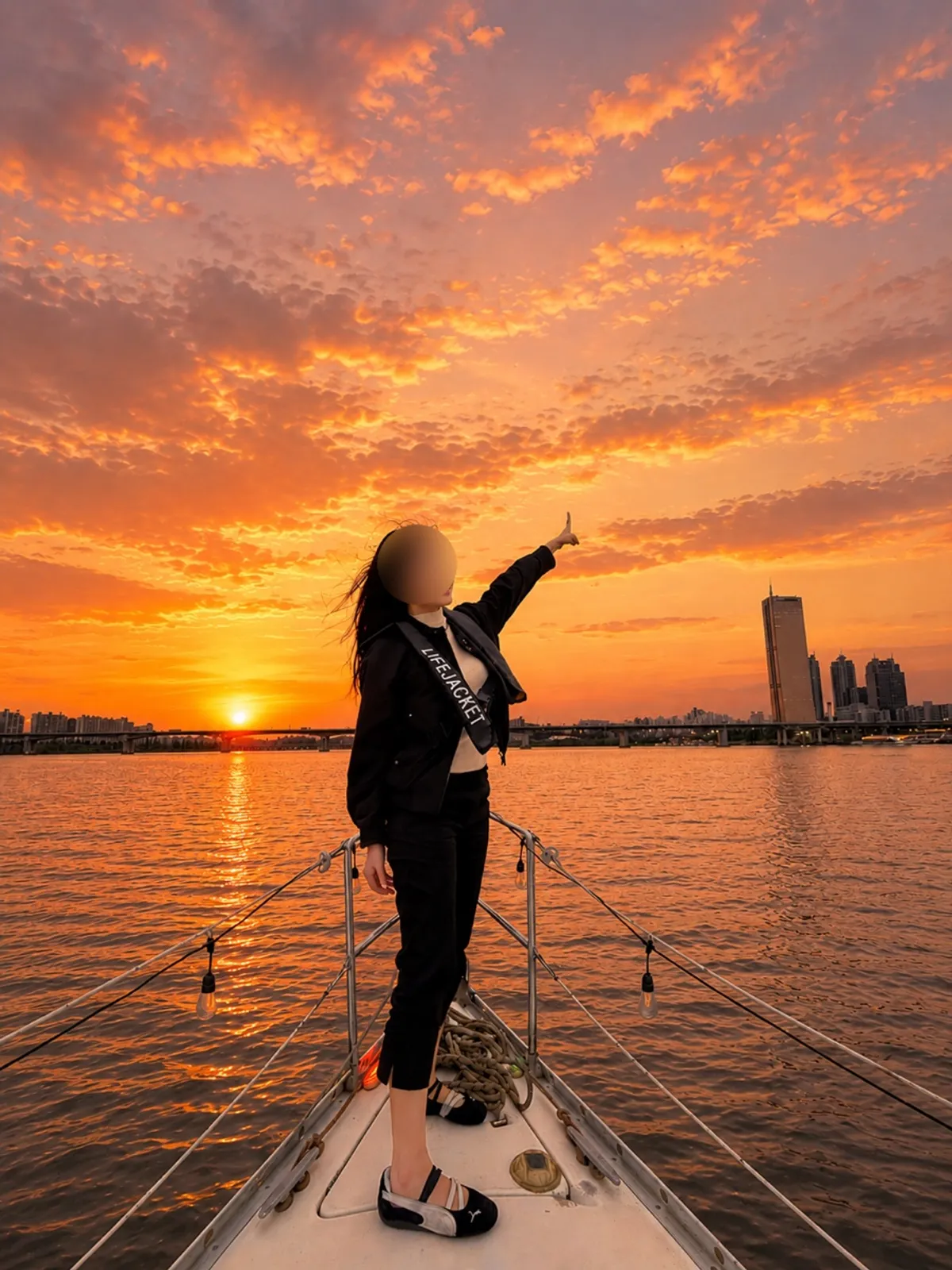 GPT-generated Han River yacht sunset scene