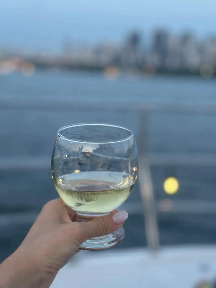 Enjoying the Han River from a yacht at sunset