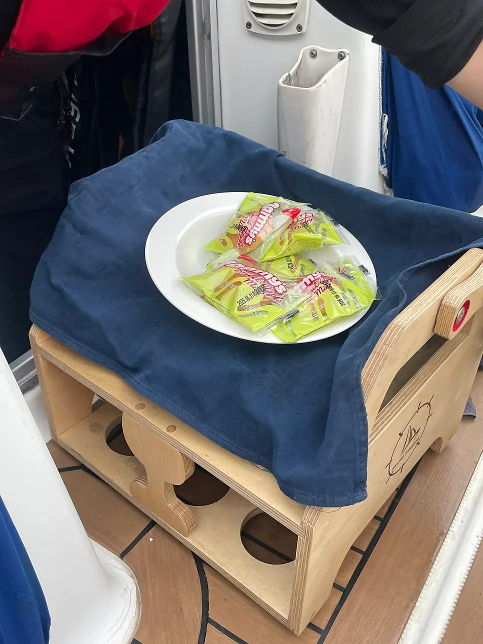 Red wine and cookies on the yacht