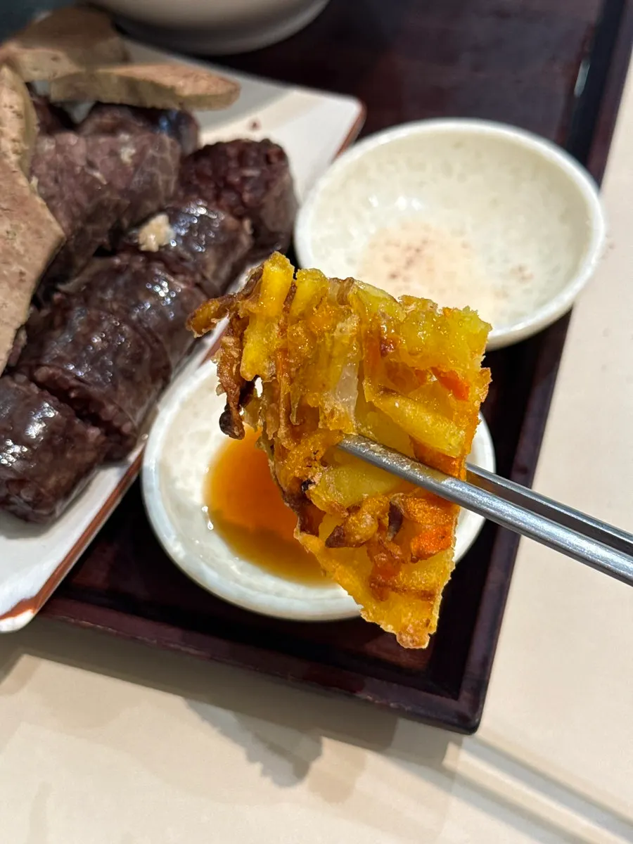 A gimbap and tteokbokki lunch spread near IFC Mall in Yeouido
