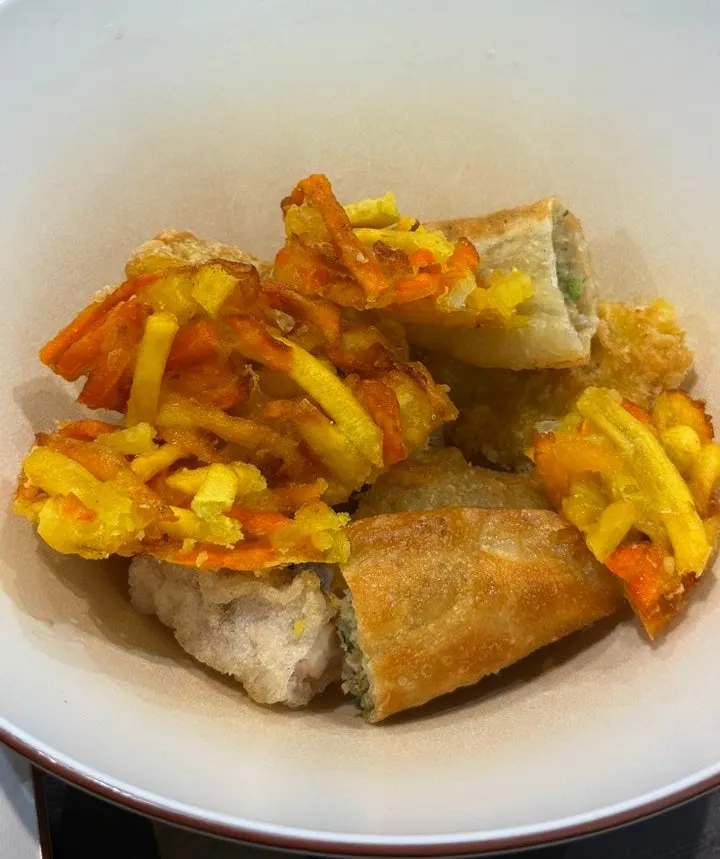 Plate combining sundae and tteokbokki