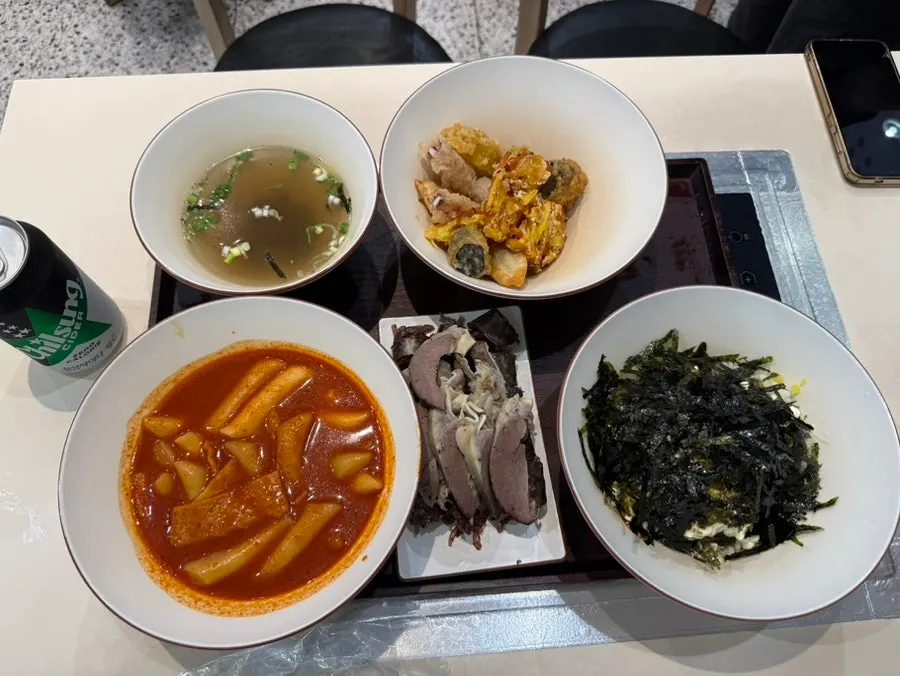 Tteokbokki with rice cakes and fish cakes in a generous sauce