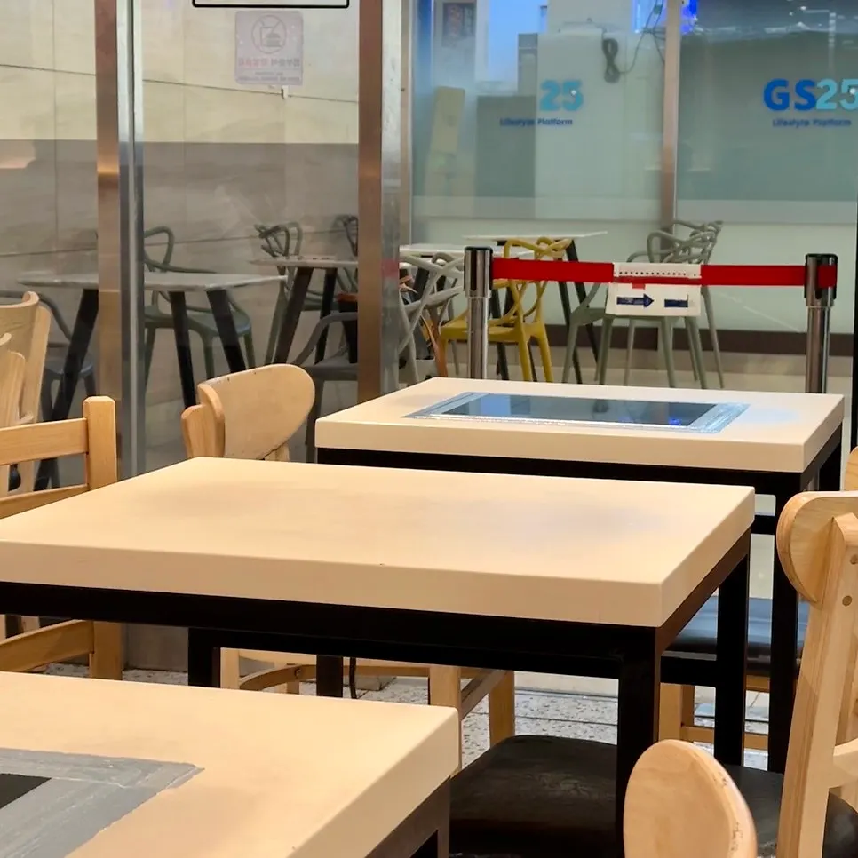 Cozy, clean interior of the snack restaurant