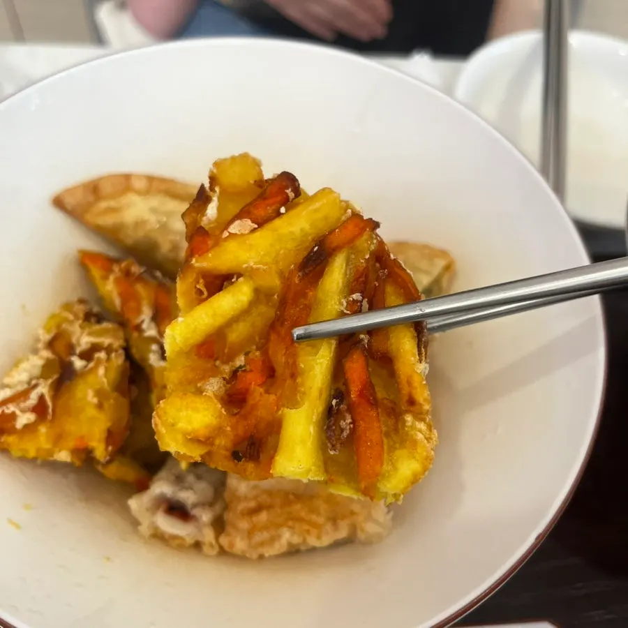 Plate of freshly fried, crispy snacks
