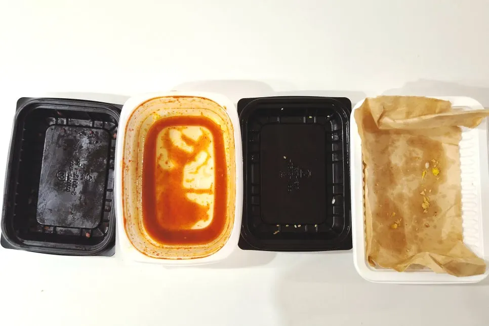Empty Hyeonseonine Set takeout containers, completely finished