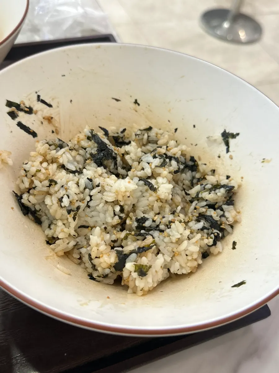 Rice ball mixed together with a spoon