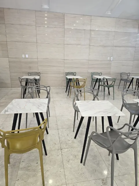 Seating area in the underground space in front of the restaurant at IFC Mall
