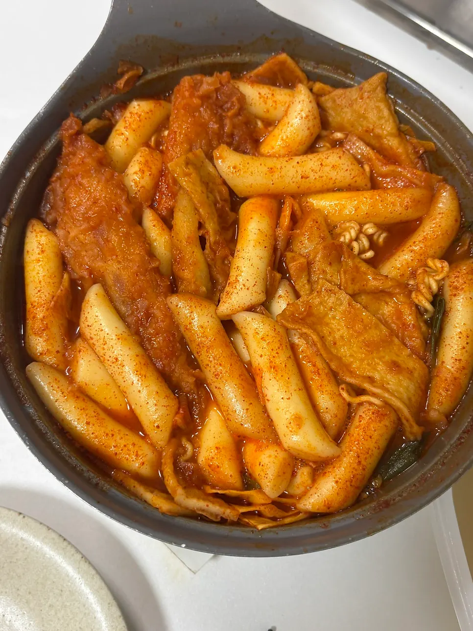 Finished Hyeonseonine instant tteokbokki with sauce reduced thick