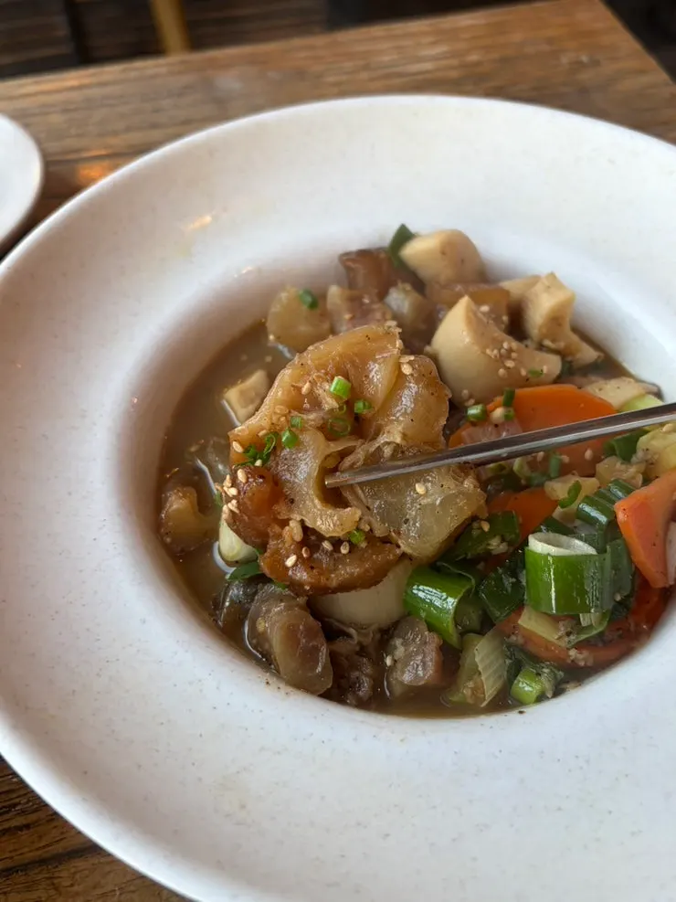 A bowl of shoyu suji jorim