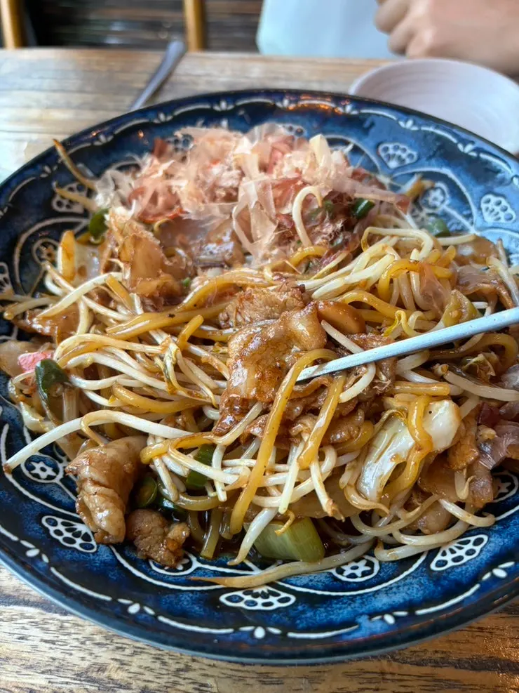 A bite of mushroom from the shoyu suji jorim