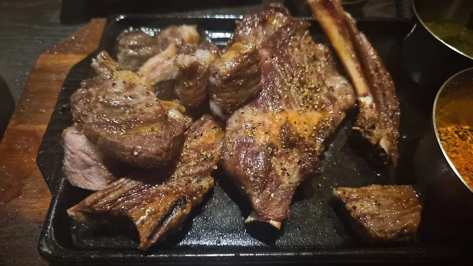 Lamb rack served with basil pesto