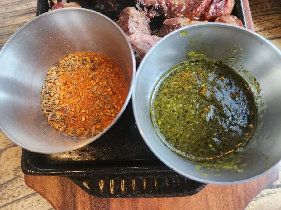 Zeera and basil pesto served with the lamb