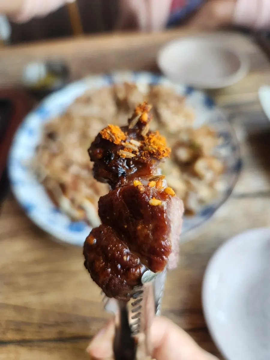 Cross-section of the lamb meat still on the bone