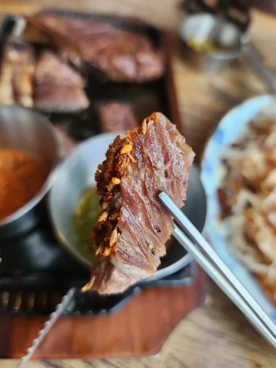 Cut pieces of the lamb shoulder rack
