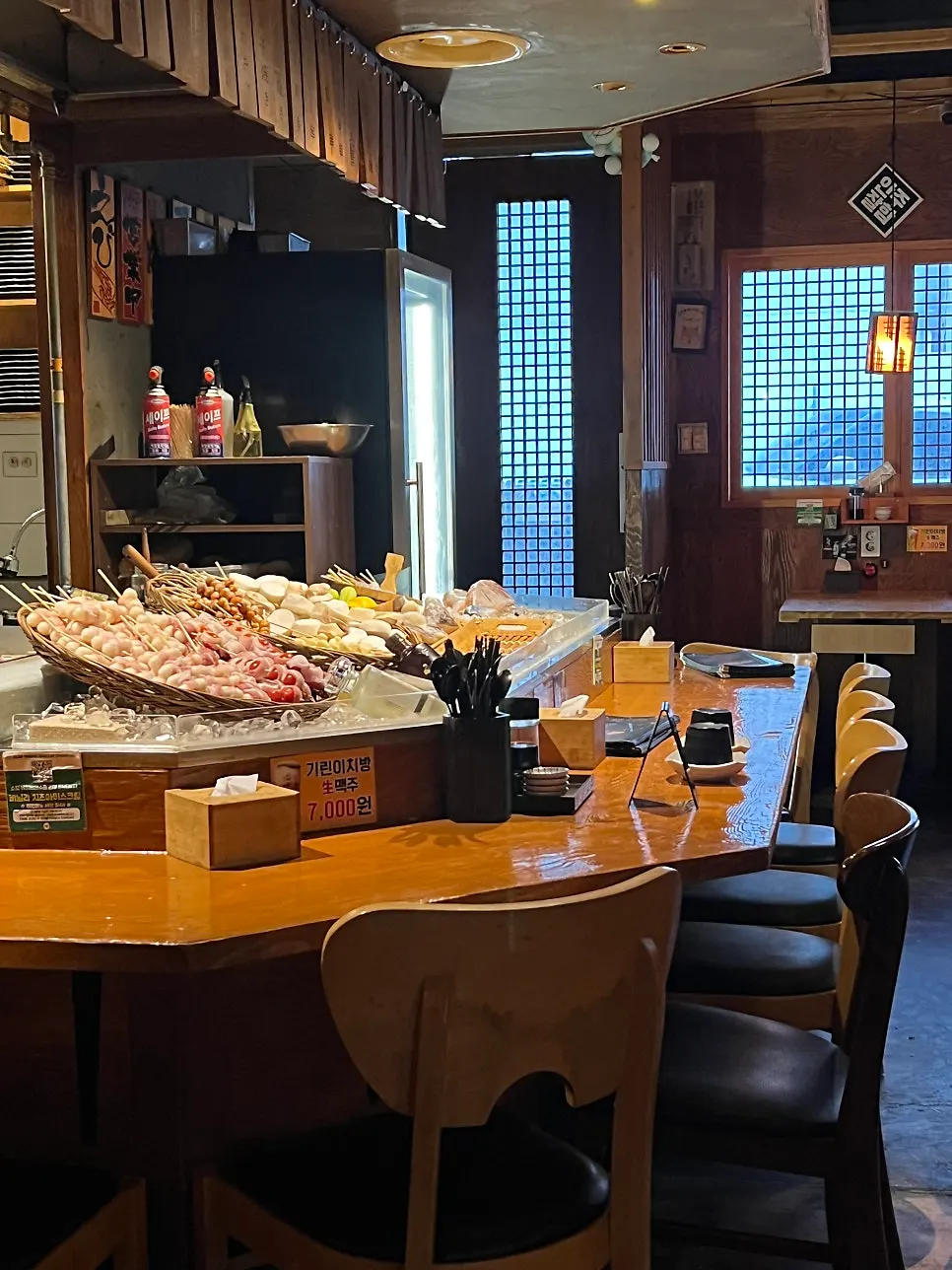 Seating area of the charcoal-grill izakaya