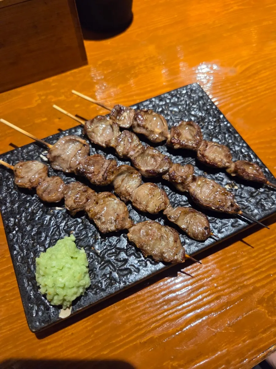 Plate of varied mixed skewers
