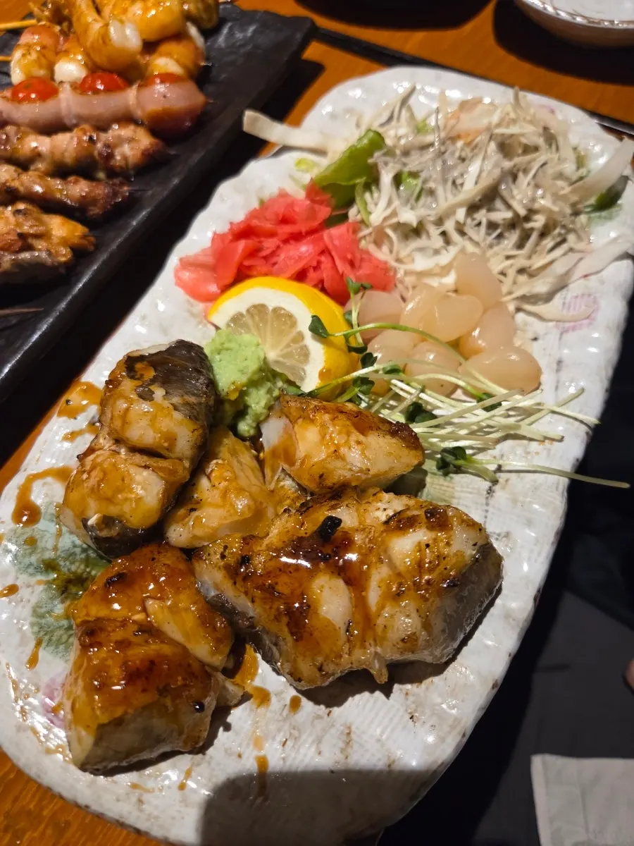 Cross-section of grilled sea bass with crispy skin