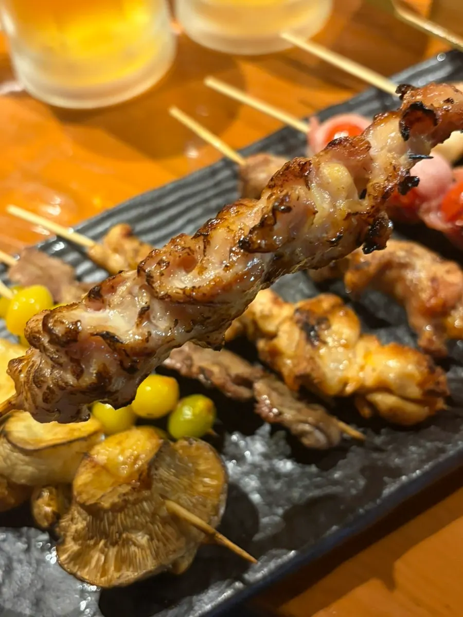 Skewers enjoyed as a beer snack
