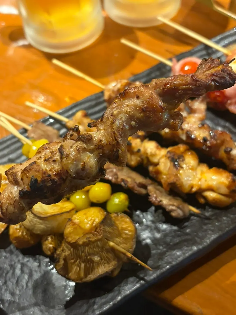 Plate of skewers with a hint of charcoal aroma