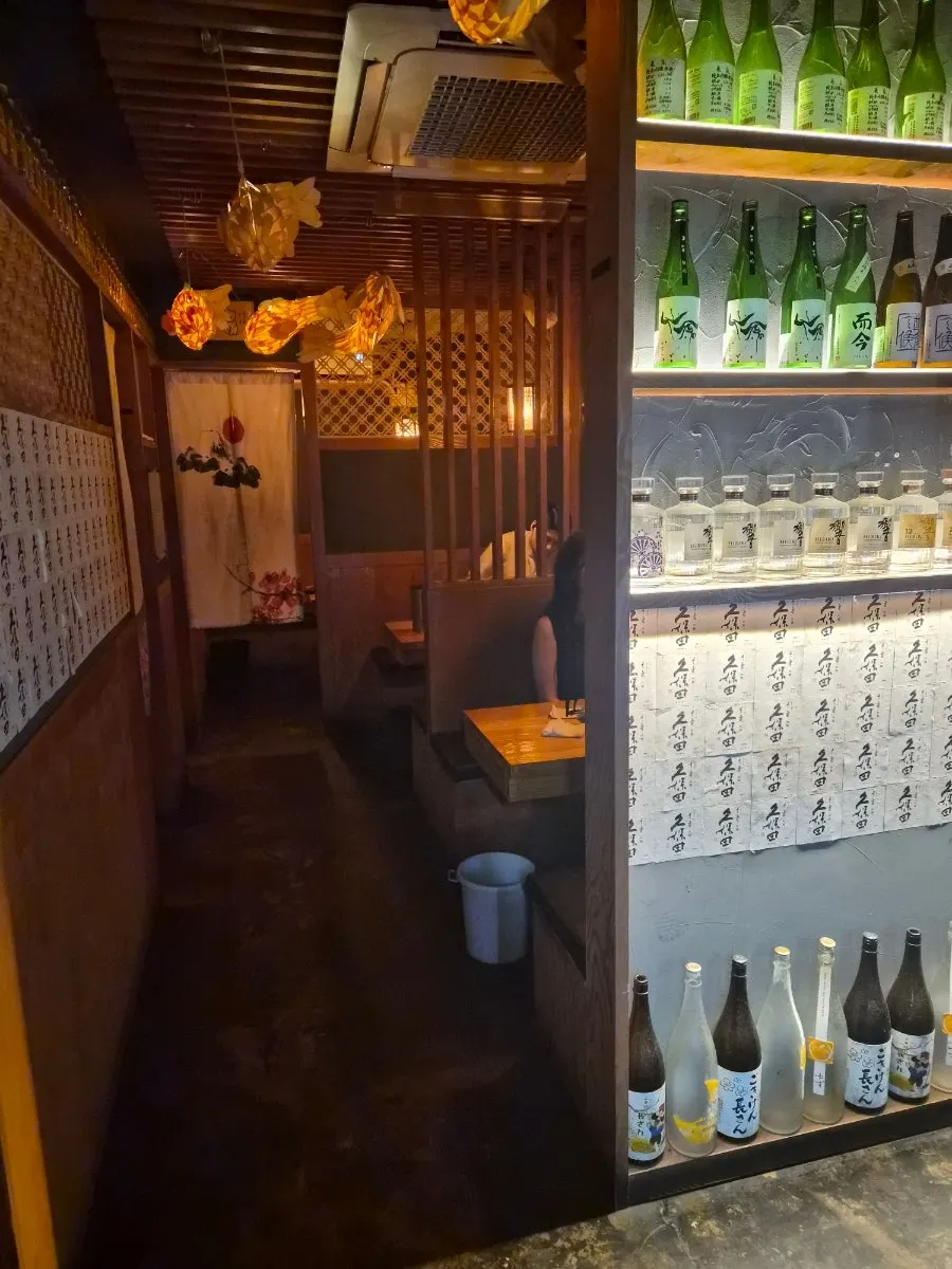 Low-lit interior atmosphere of the Yeouido izakaya