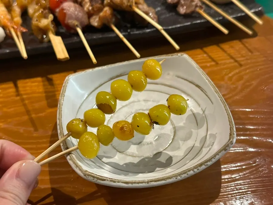 Ginkgo nut skewer from the assorted skewer platter