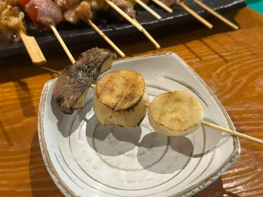 King oyster mushroom skewer from the assorted skewer platter