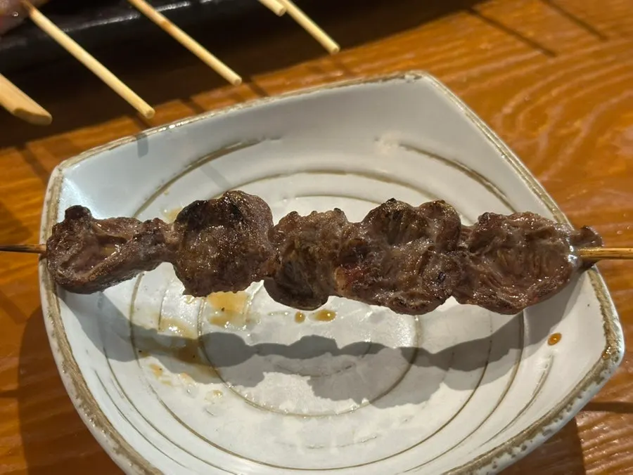 Heart skewer from the assorted skewer platter