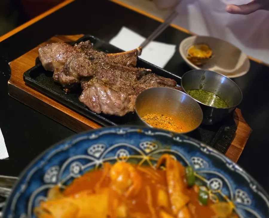 Premium lamb shoulder rack with the bone attached