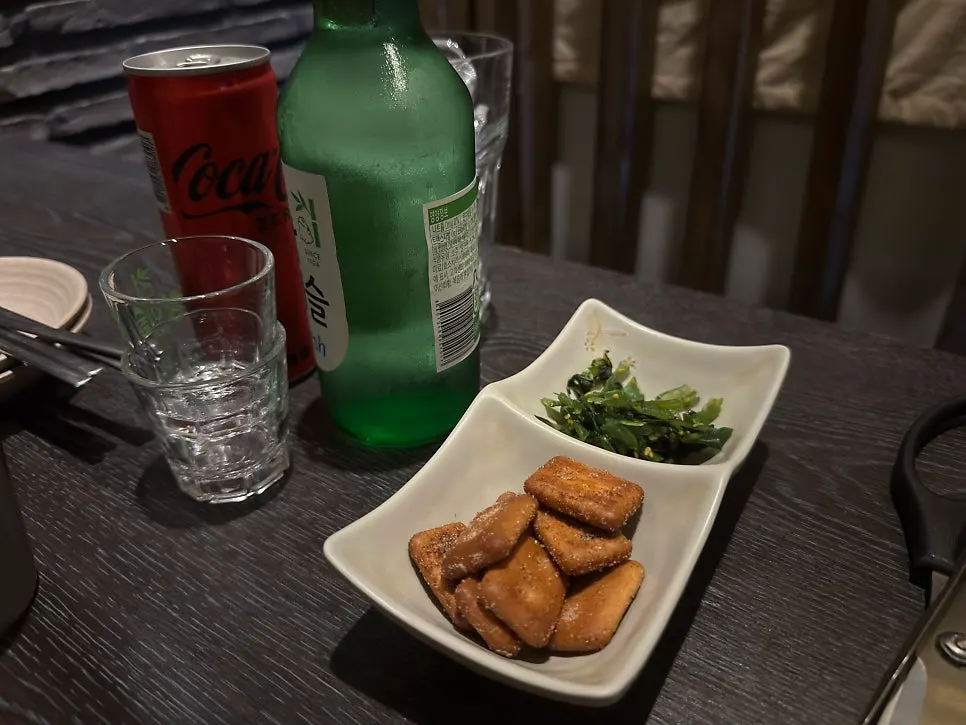 Basic side dish of fried hardtack crackers and seasoned seaweed