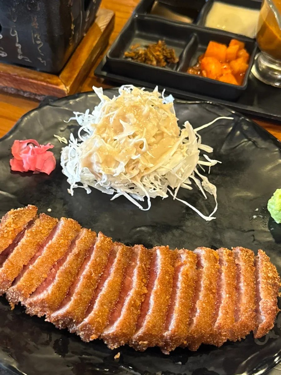 Lightly browned sirloin gyukatsu