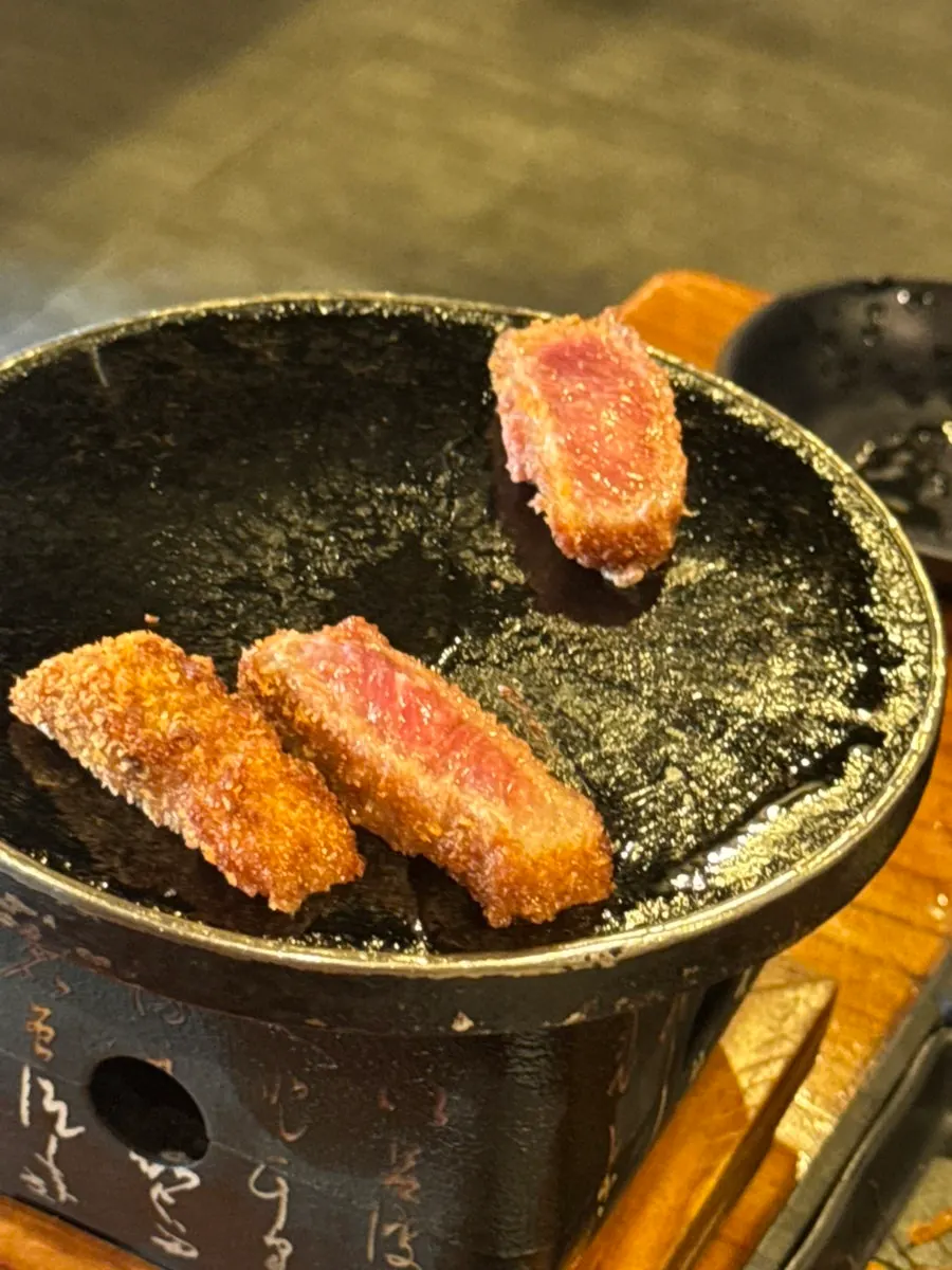 Gyukatsu placed on a personal brazier