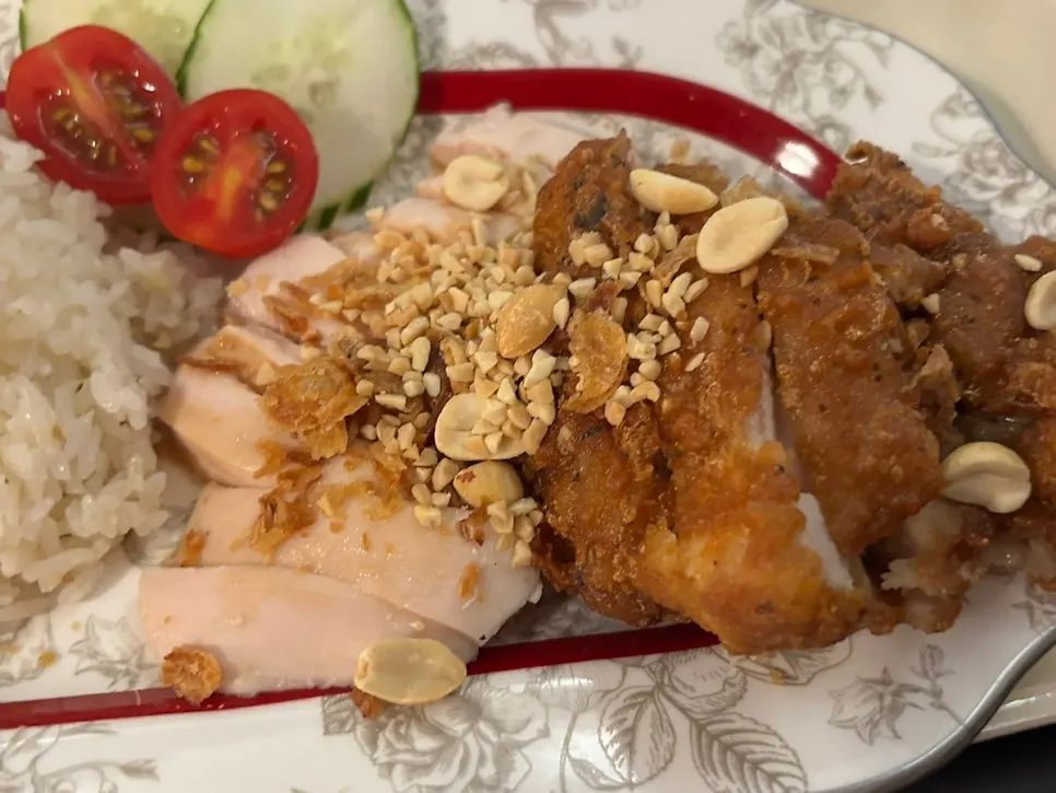 Chicken rice with two kinds of chicken