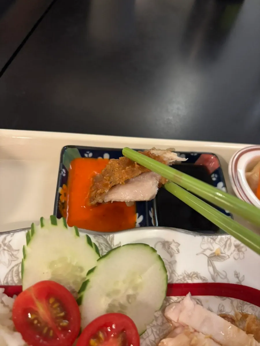 Singapore chicken rice meal