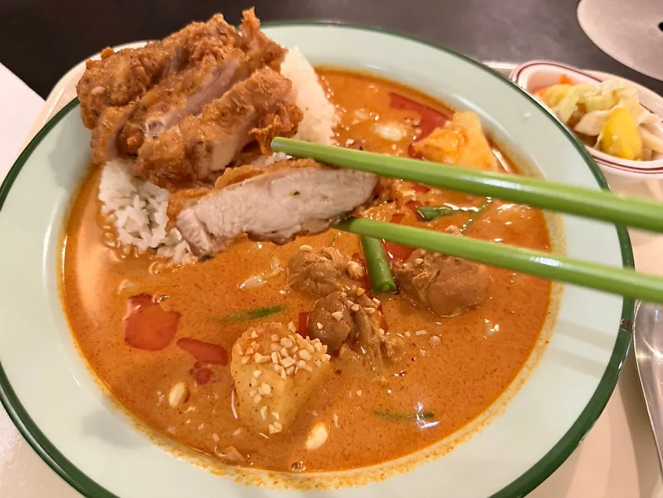 Lunch shared between two menu items